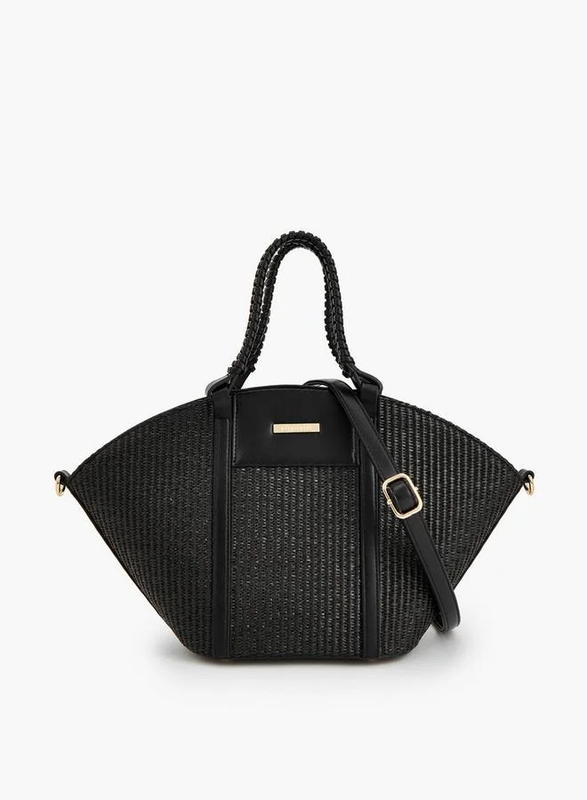 Peppermint Textured Tote Bag With Double Handle